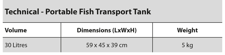 Portable Fish transport tank specifications
